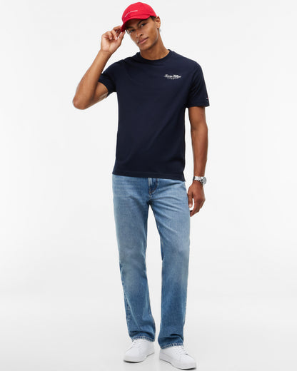 Tommy Hilfiger Brand Love Small Script Mens T - Shirt - Navy Blue | CHO | Designer Mens Logo T - Shirts