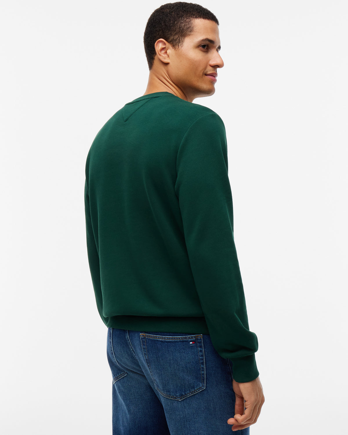 Tommy Hilfiger Brand Love Script Mens Sweatshirt - Nocturnal Green | CHO | Designer Mens Sweatshirts