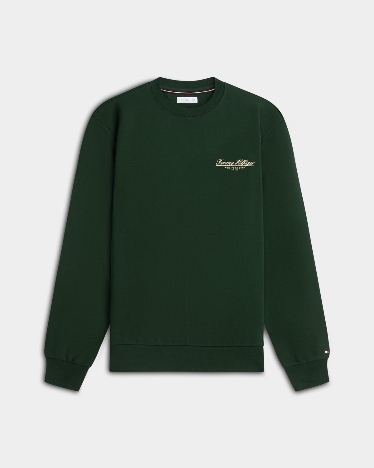 Tommy Hilfiger Brand Love Script Mens Sweatshirt - Nocturnal Green | CHO | Designer Mens Sweatshirts
