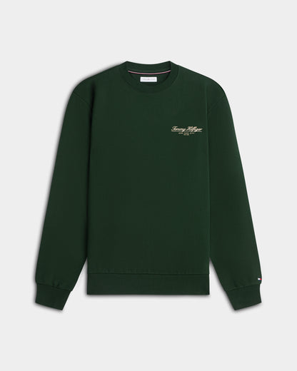 Tommy Hilfiger Brand Love Script Mens Sweatshirt - Nocturnal Green | CHO | Designer Mens Sweatshirts