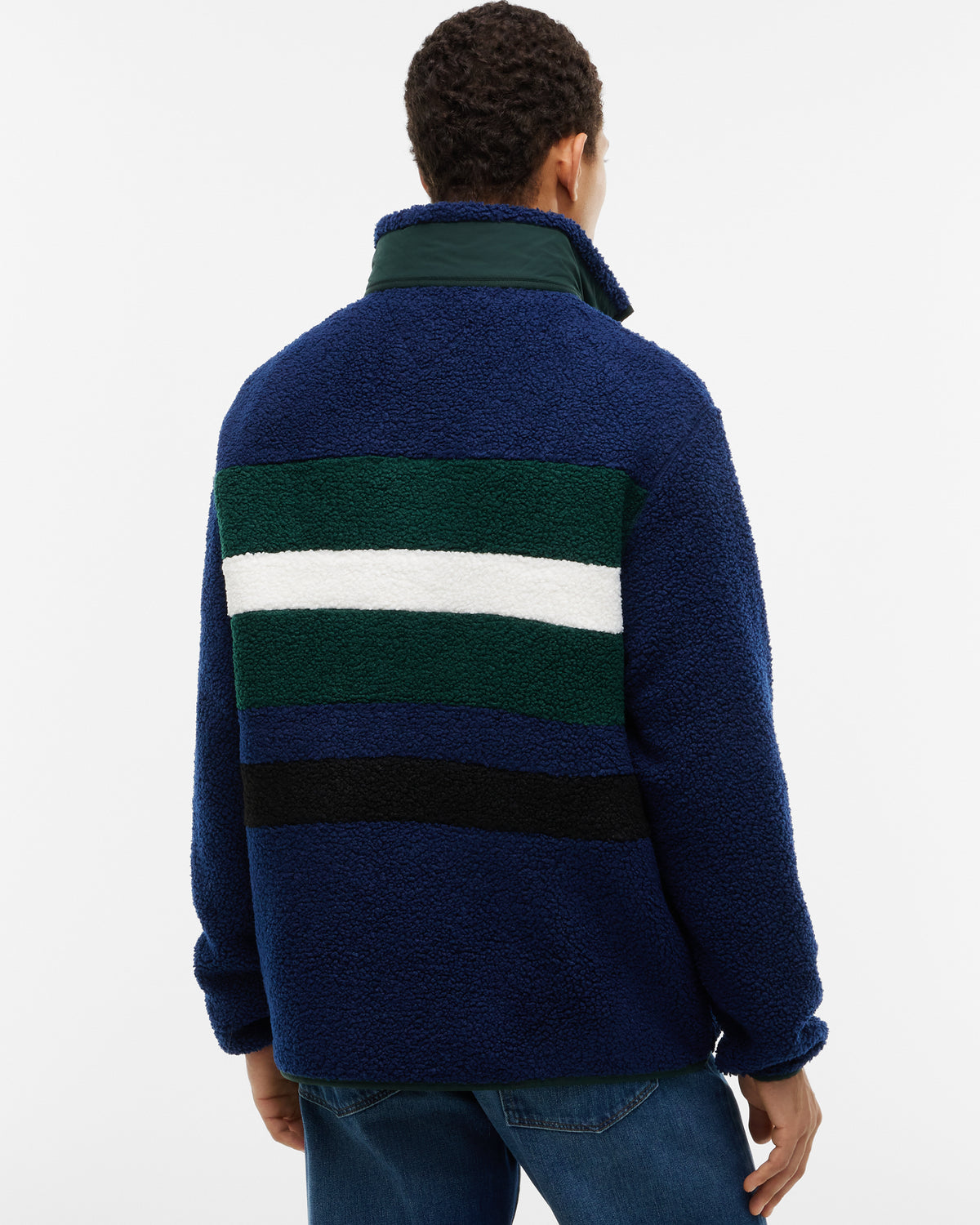 Tommy Hilfiger Sherpa Mens Quarter - Zip Fleece - Nocturnal Green/Carbon Navy | CHO | Designer Mens Fleeces