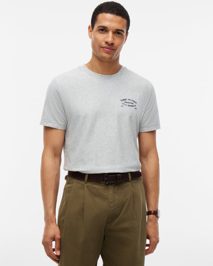 Tommy Hilfiger Graphic Mens Crew Neck T - Shirt - Light Grey Heather | CHO | Designer Mens Graphic T - Shirts
