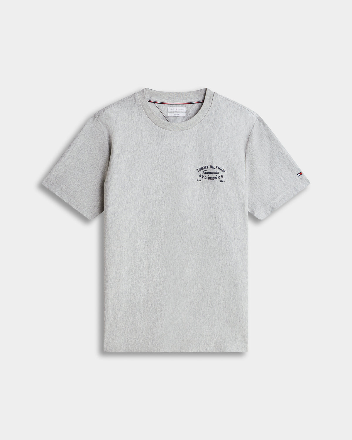 Tommy Hilfiger Graphic Mens Crew Neck T - Shirt - Light Grey Heather | CHO | Designer Mens Graphic T - Shirts