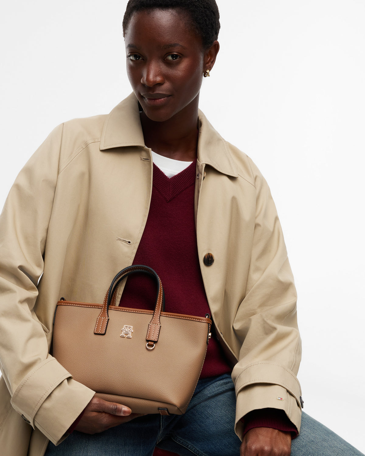 Tommy Hilfiger Monoplay Womens Mini Tote Bag - Safari Canvas | CHO | Designer Womens Tote Bags