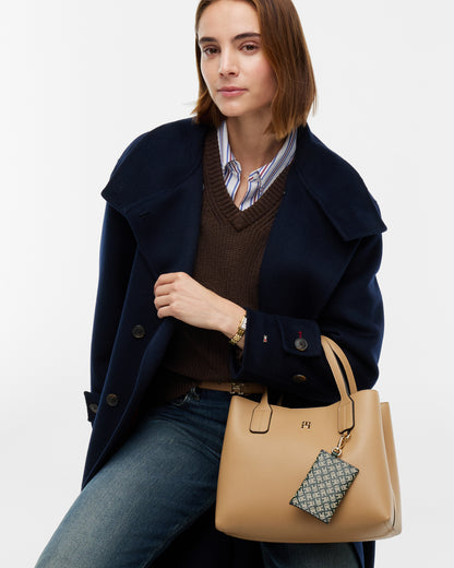 Tommy Hilfiger TH Icon Womens Mini Tote Bag - Safari Canvas | CHO | Designer Womens Tote Bags