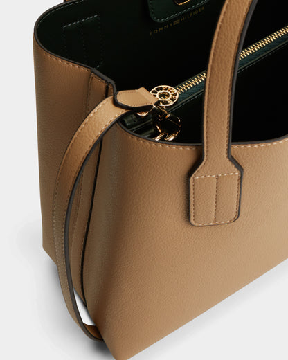 Tommy Hilfiger TH Icon Womens Mini Tote Bag - Safari Canvas | CHO | Designer Womens Tote Bags