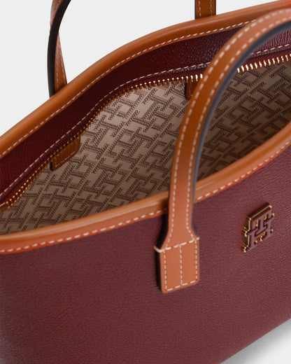 Tommy Hilfiger Monoplay Womens Mini Tote Bag - Oxblood | CHO | Designer Womens Tote Bags