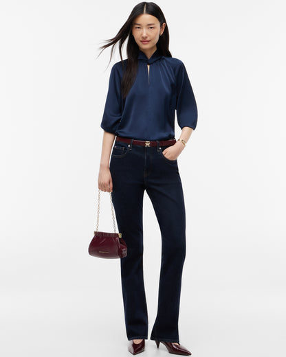 Tommy Hilfiger TH Modern Patent Womens Chain Clutch - Oxblood | CHO | Designer Womens Chain Clutches