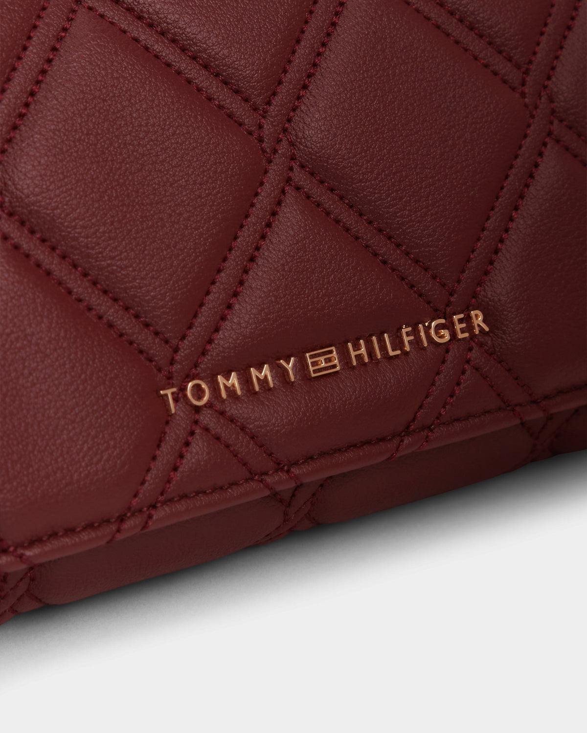 Tommy Hilfiger Quilted Womens Chain Wallet - Oxblood | CHO | Designer Womens Purses