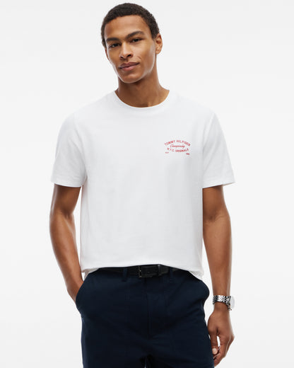Tommy Hilfiger Graphic Mens Crew Neck T - Shirt - White | CHO | Designer Mens Graphic T - Shirts