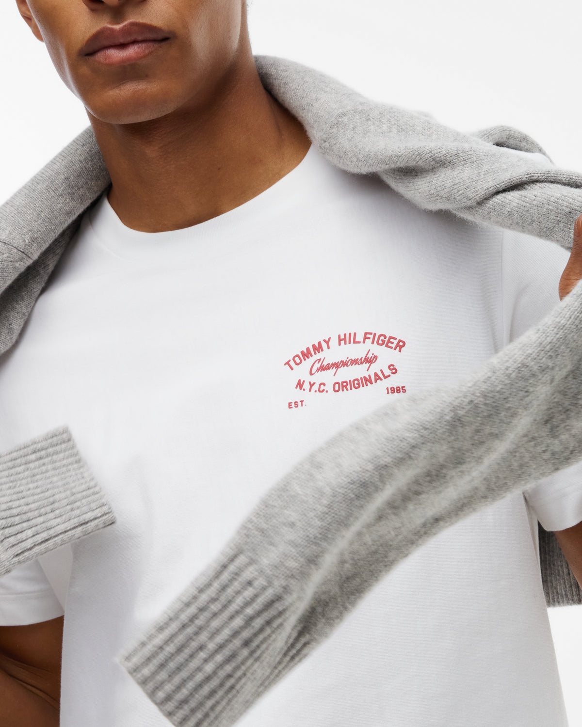 Tommy Hilfiger Graphic Mens Crew Neck T - Shirt - White | CHO | Designer Mens Graphic T - Shirts