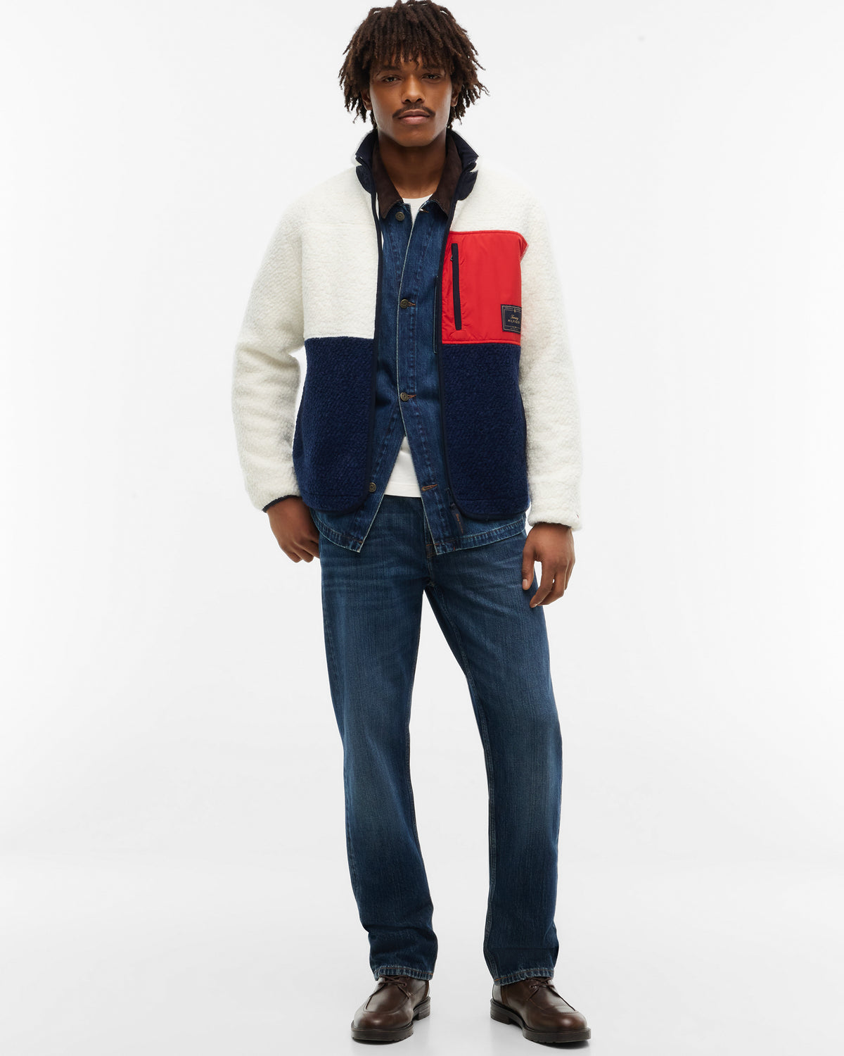 Tommy Hilfiger Wool Teddy Mens Full Zip Fleece - Ivory Petal | CHO | Designer Mens Fleeces