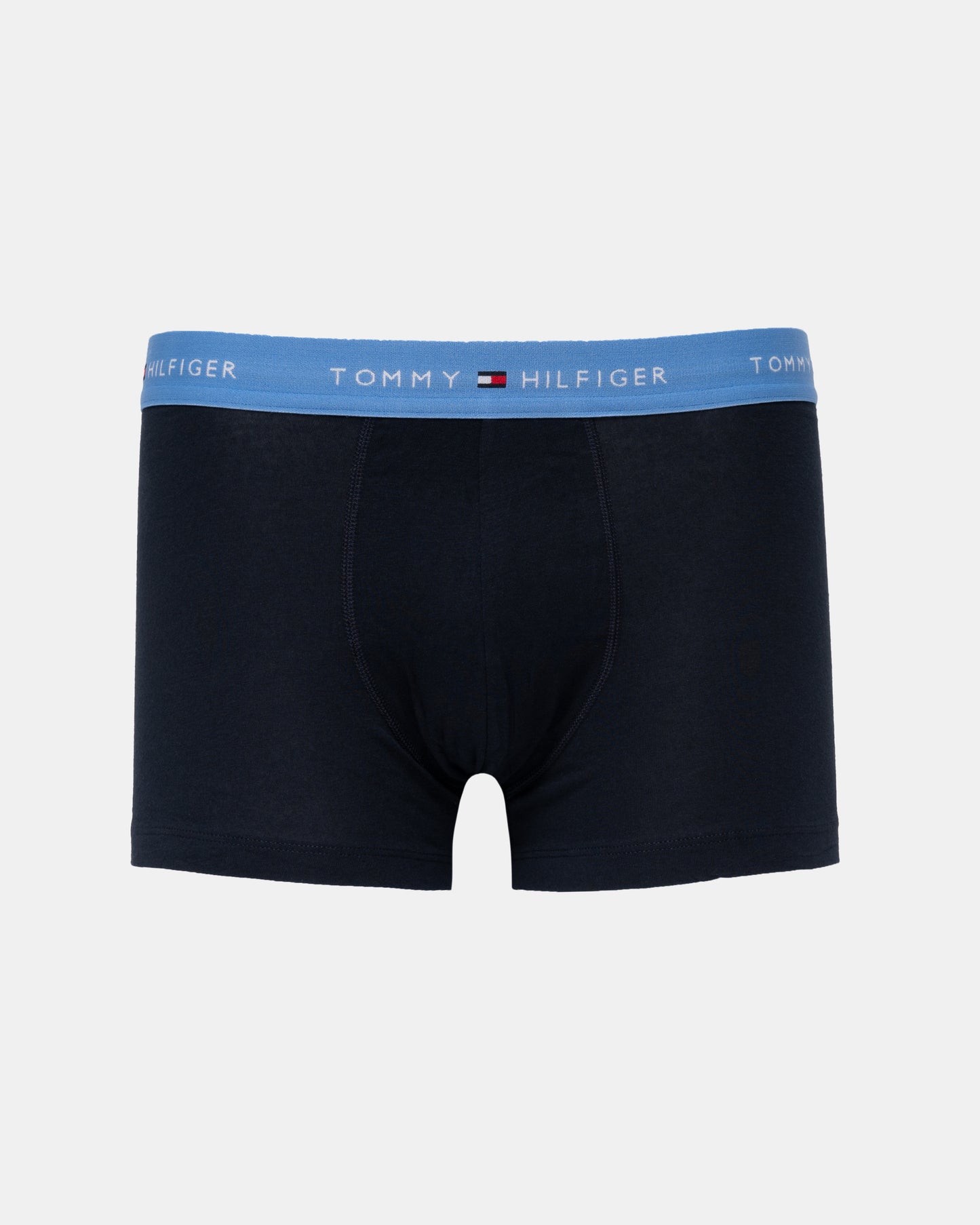Navy trunks with blue waistband