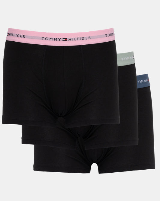 Tommy Hilfiger 3-Pack Logo Waistband Mens Trunks in Mint, Pink & Blue