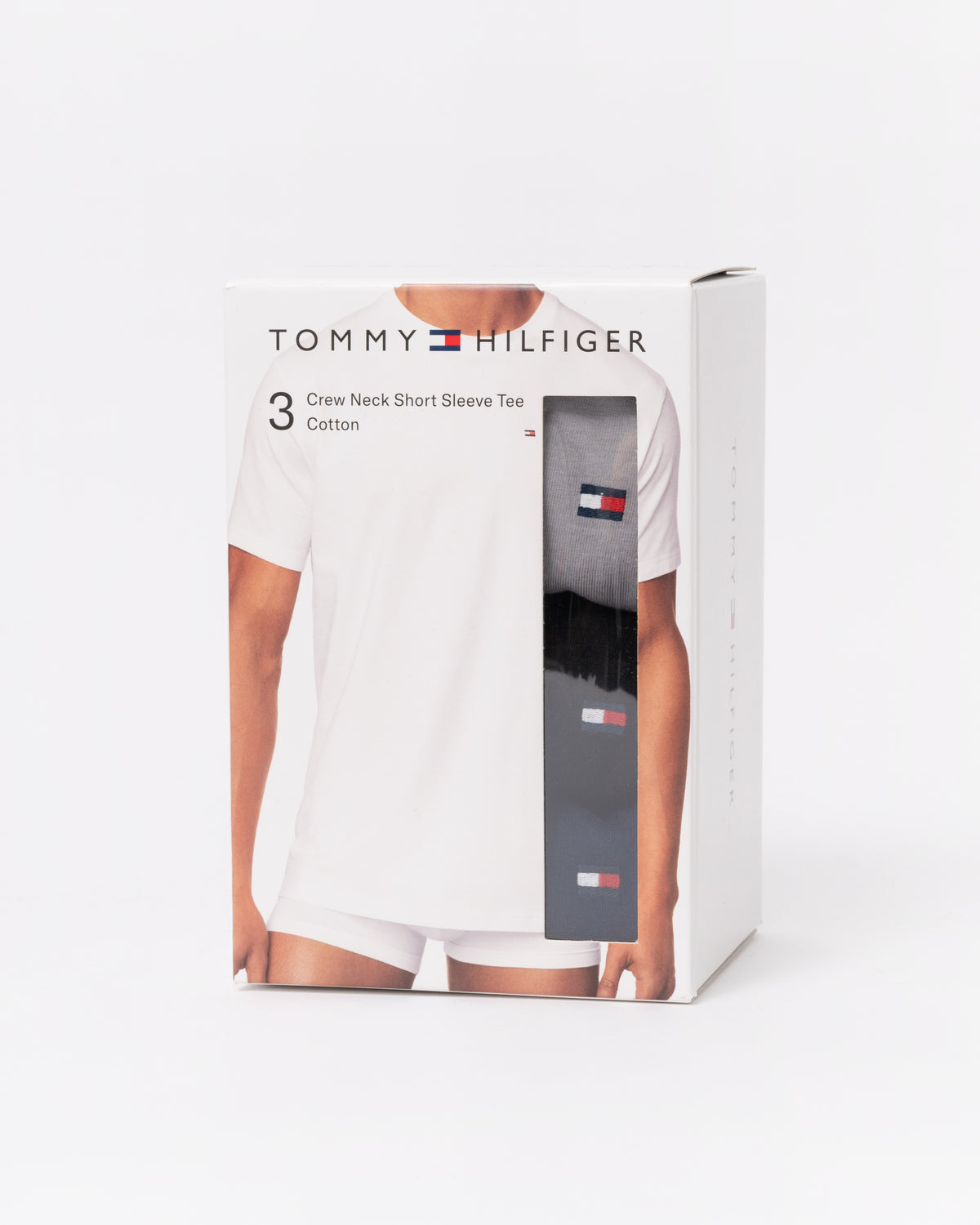 Tommy Hilfiger's 3-Pack Mens Crew Neck Short Sleeve T-Shirts in Carbon Navy/Black/Antque Silver box set