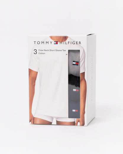 Tommy Hilfiger's 3-Pack Mens Crew Neck Short Sleeve T-Shirts in Carbon Navy/Black/Antque Silver box set