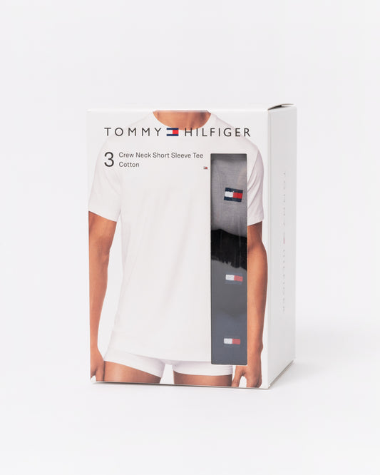 Tommy Hilfiger's 3-Pack Mens Crew Neck Short Sleeve T-Shirts in Carbon Navy/Black/Antque Silver box set