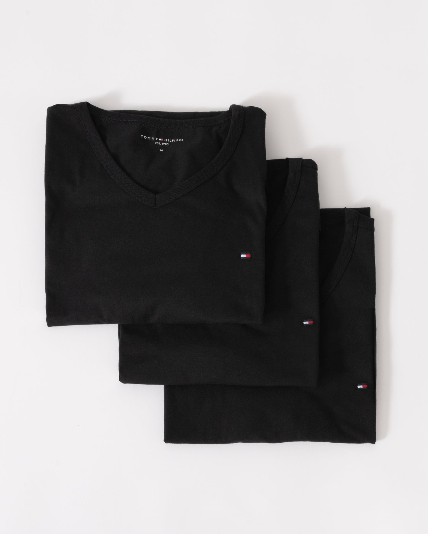 Tommy Hilfiger 3 Pack Mens V-Neck T-Shirts - Black/Black/Black