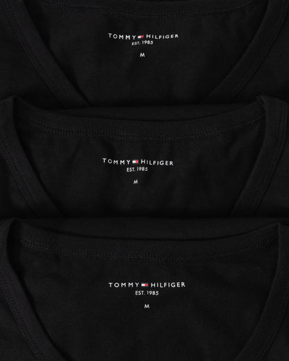 Tommy Hilfiger 3 Pack Mens V-Neck T-Shirts - Black/Black/Black