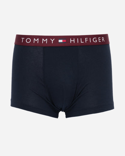 studio shot of Tommy Hilfiger 3 Pack Mens Waistband Trunks in Black, with Red waistband