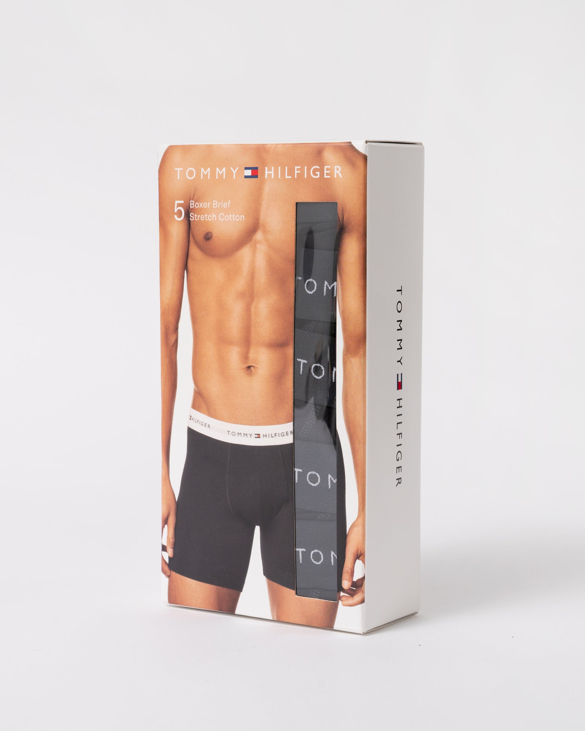 5-Pack of Tommy Hilfiger Logo Waistband Mens Boxer Briefs in Black