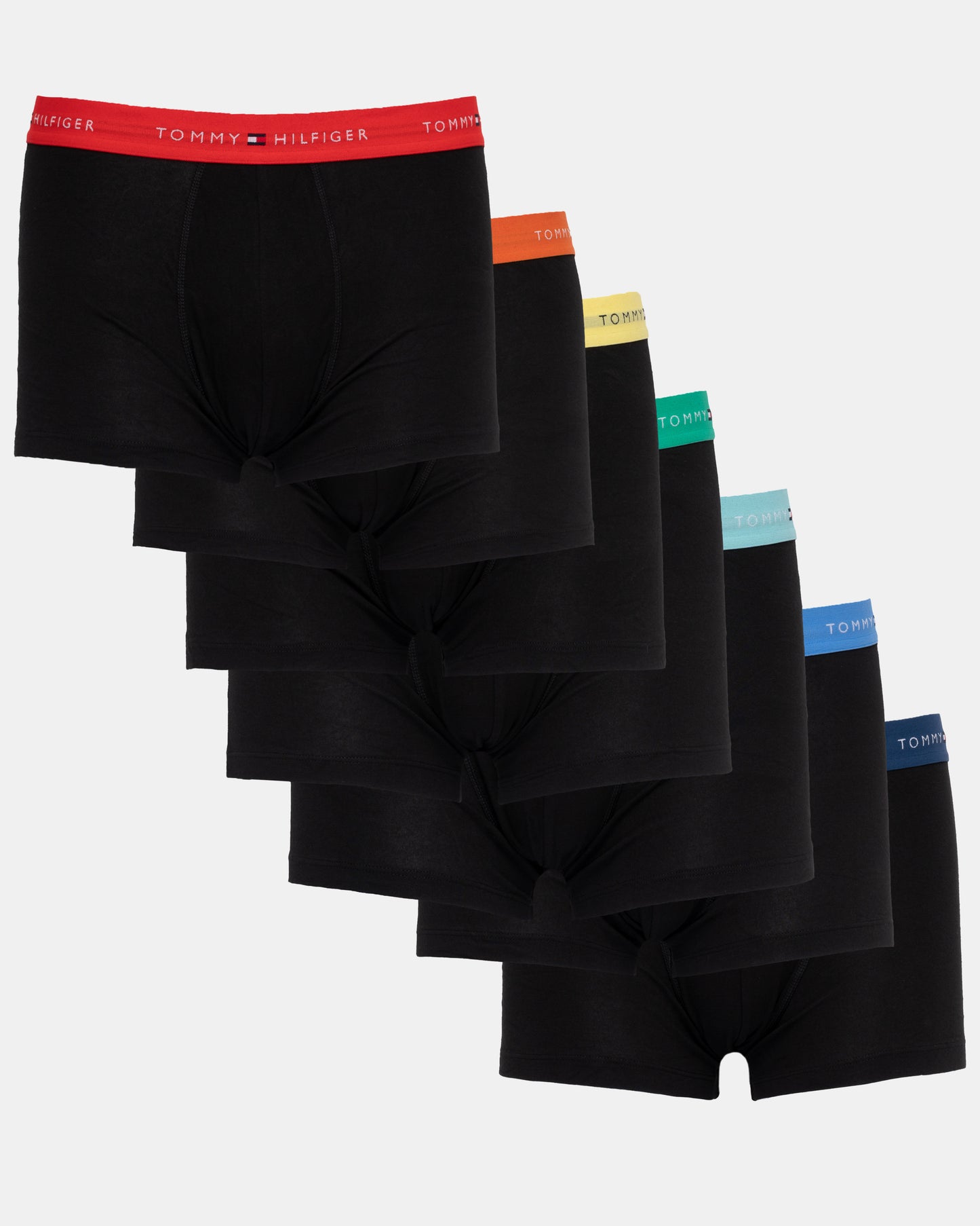 Tommy Hilfiger 7-Pack Logo Waistband Mens Trunks in Rainbow Mix