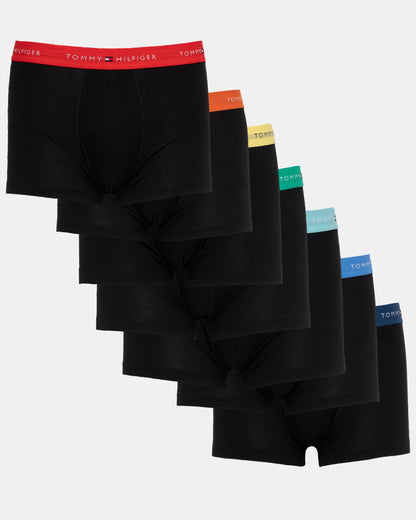 Tommy Hilfiger 7-Pack Logo Waistband Mens Trunks in Rainbow Mix