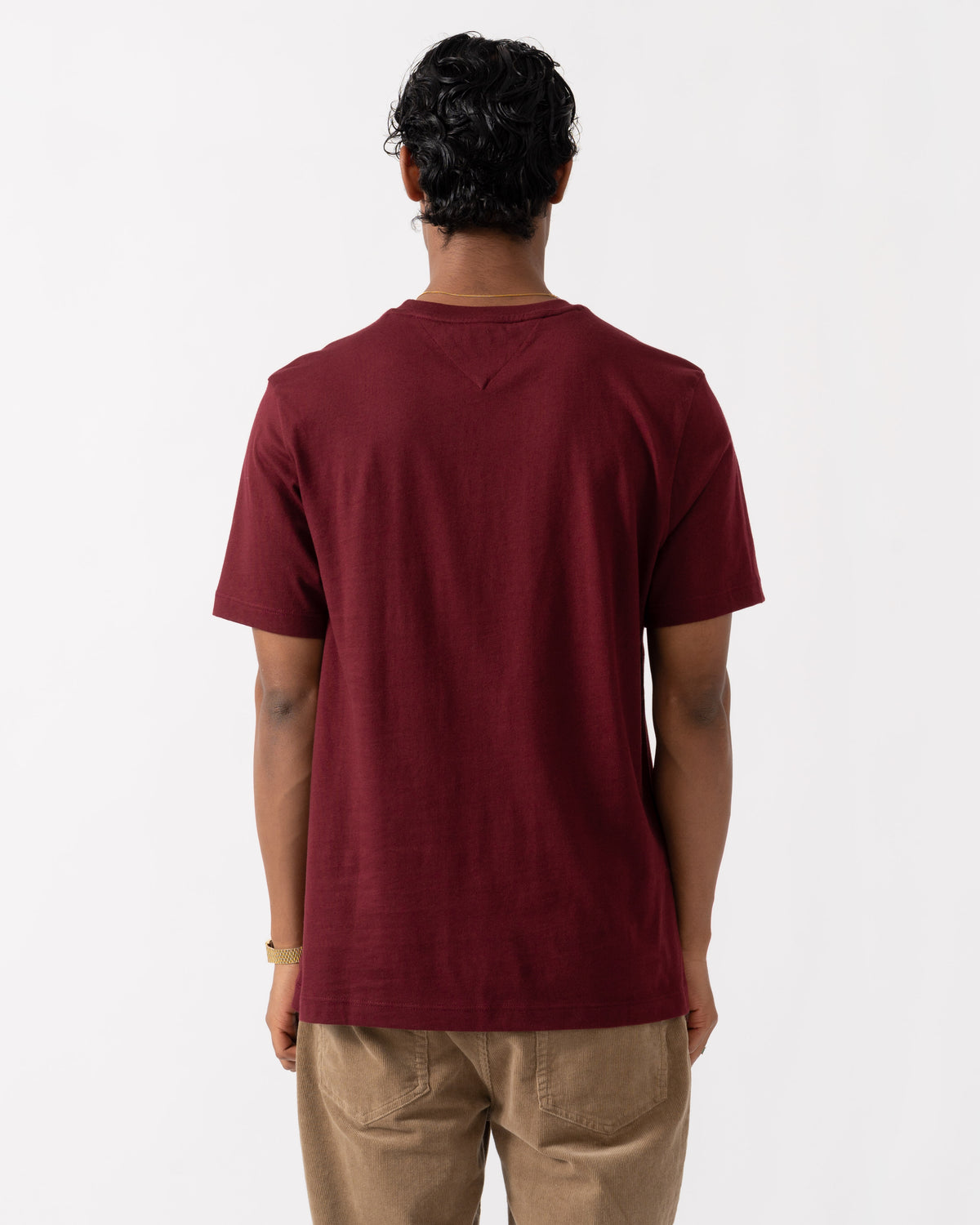 back of the Tommy Hilfiger Essential Seasonal Regular Fit Solid Mens T-Shirt - Burgundy