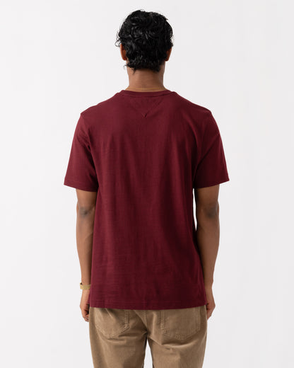 back of the Tommy Hilfiger Essential Seasonal Regular Fit Solid Mens T-Shirt - Burgundy