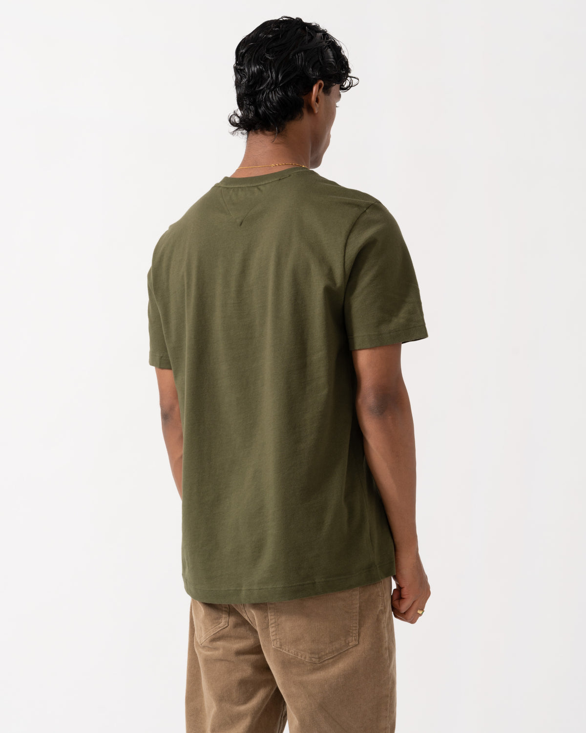Back of the Tommy Hilfiger Essential Seasonal Regular Fit Solid Mens T-Shirt - Huntsman Green