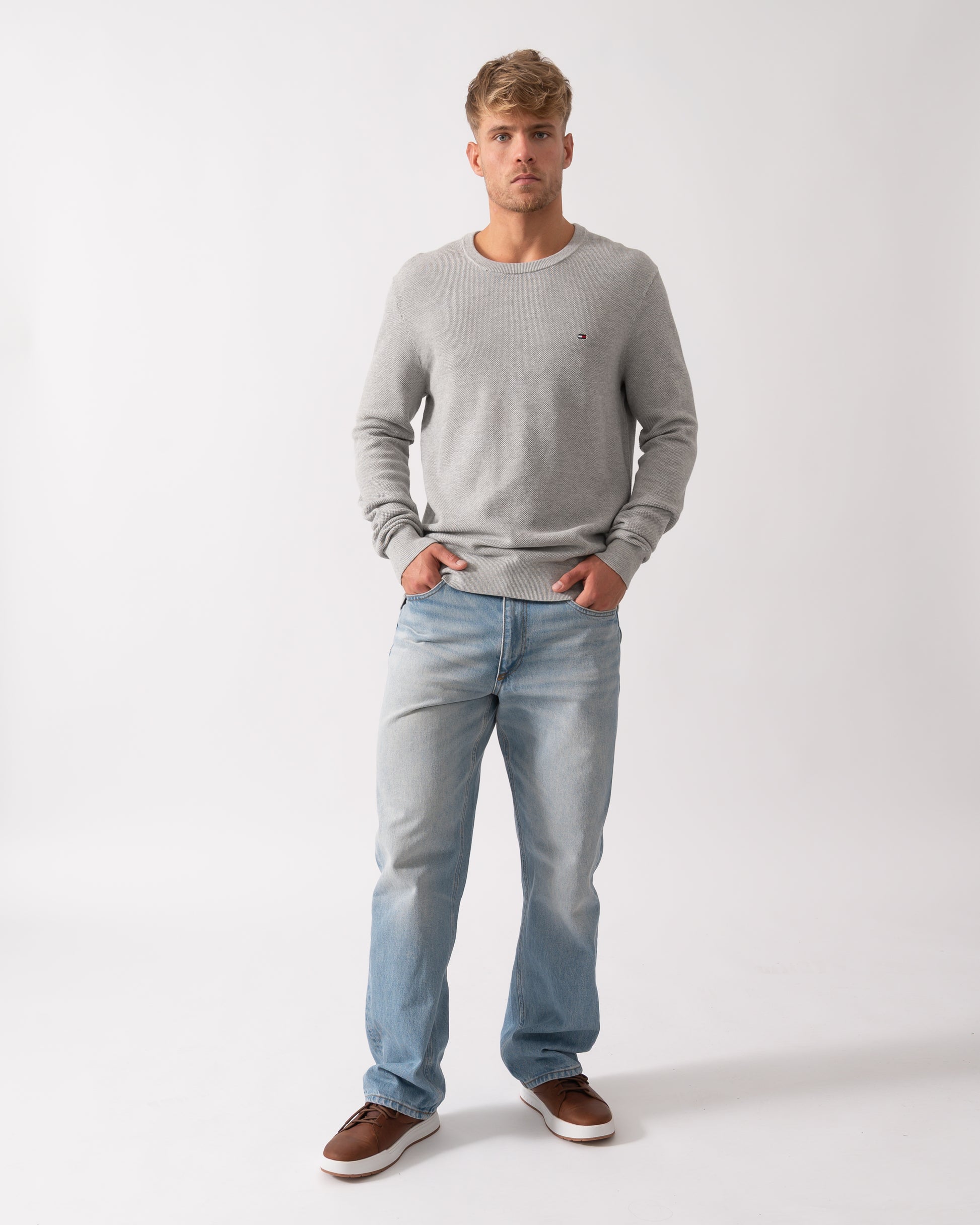 Tommy Hilfiger Essential Structure Crew Neck Mens Sweatshirt - Light G ...