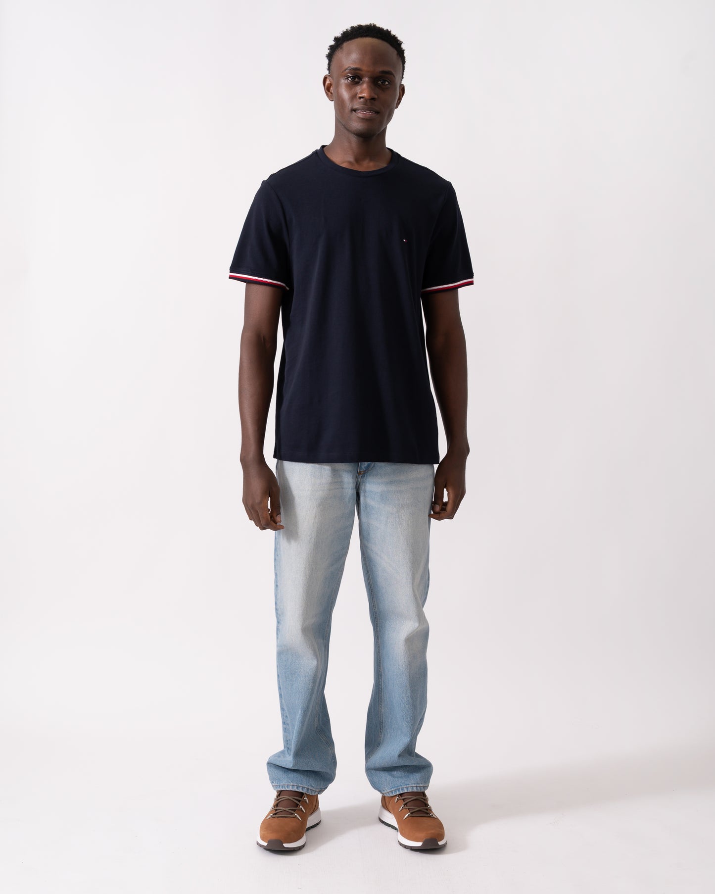 Tommy Hilfiger Global Strip Cuff Mens T-Shirt - Desert Sky