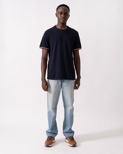 Tommy Hilfiger Global Strip Cuff Mens T-Shirt - Desert Sky