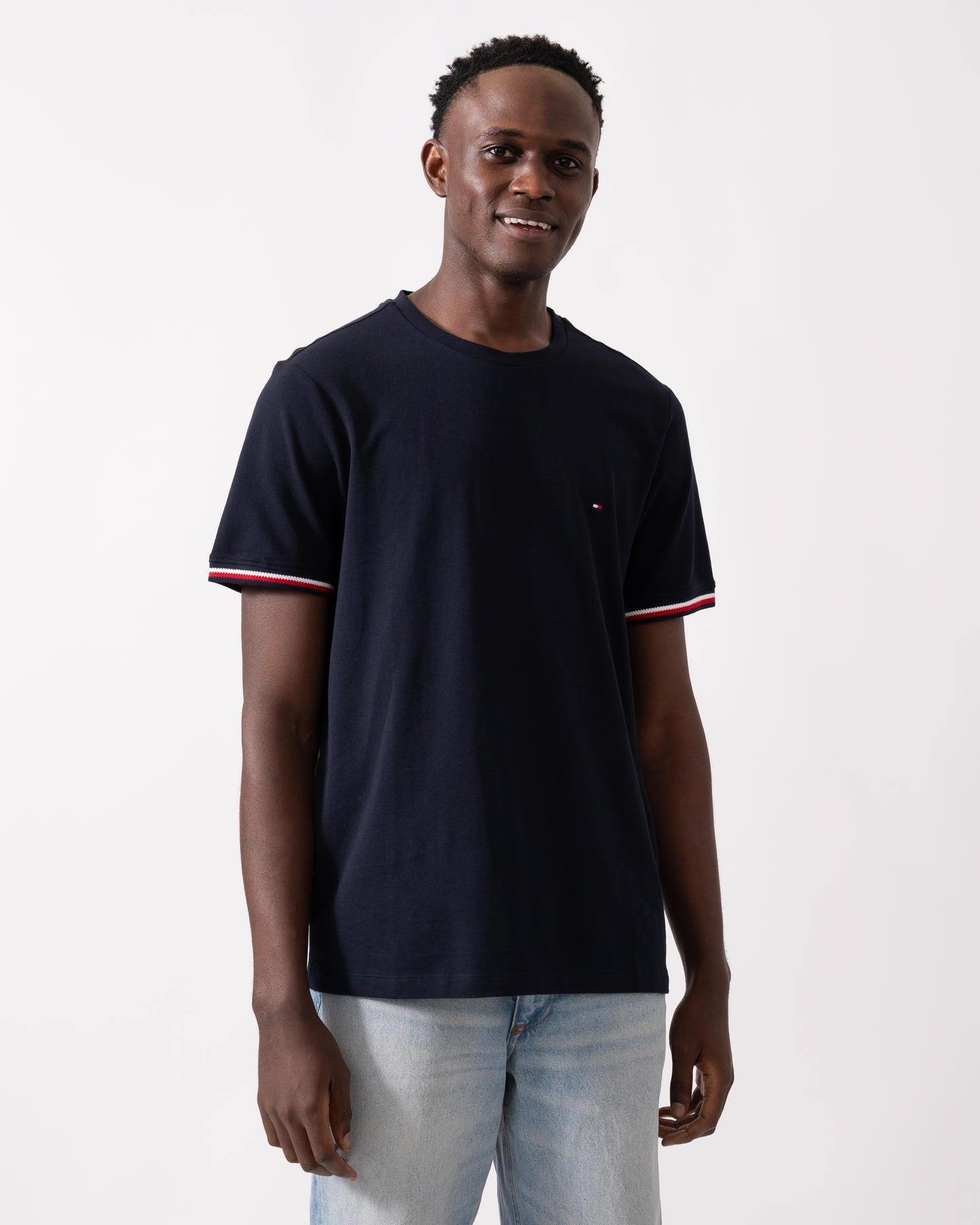 Tommy Hilfiger Global Strip Cuff Mens T-Shirt - Desert Sky