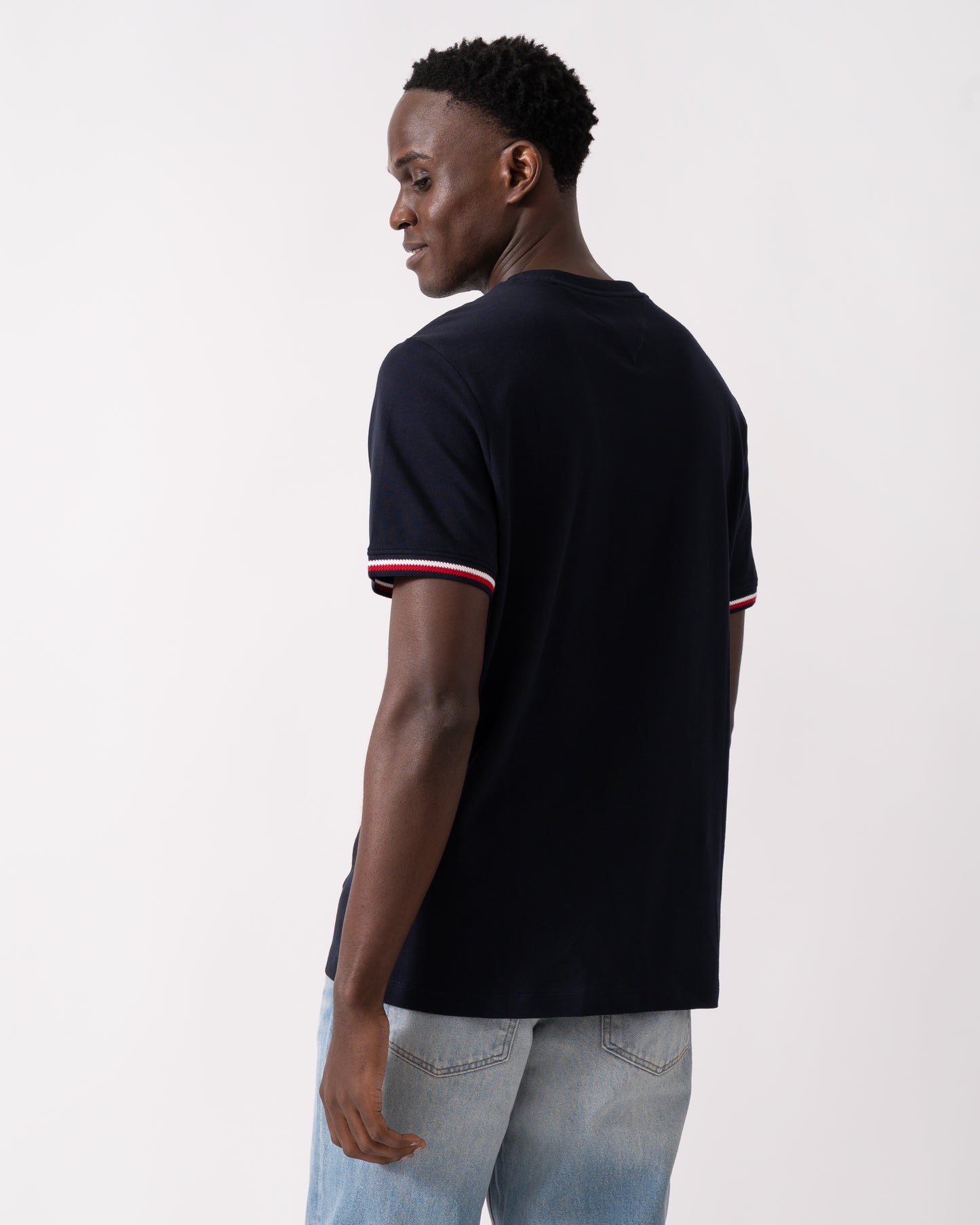 Tommy Hilfiger Global Strip Cuff Mens T-Shirt - Desert Sky