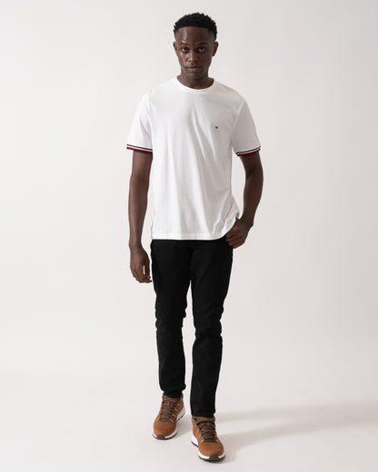 Tommy Hilfiger Global Strip Cuff Mens T-Shirt - White