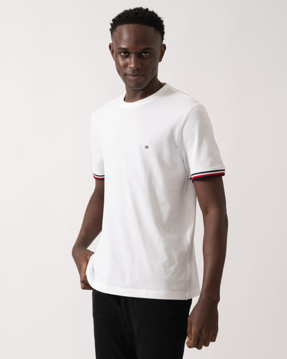 Tommy Hilfiger Global Strip Cuff Mens T-Shirt - White