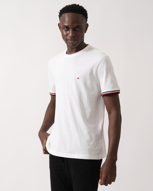 Tommy Hilfiger Global Strip Cuff Mens T-Shirt - White