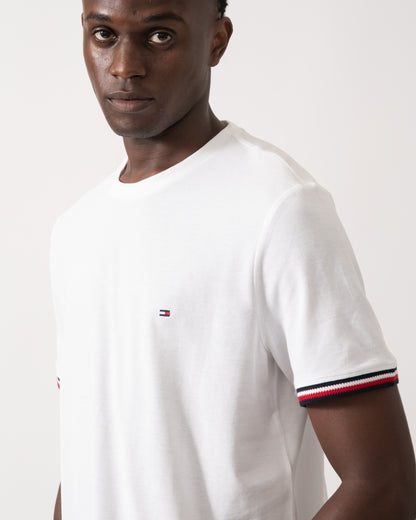 Tommy Hilfiger Global Strip Cuff Mens T-Shirt - White