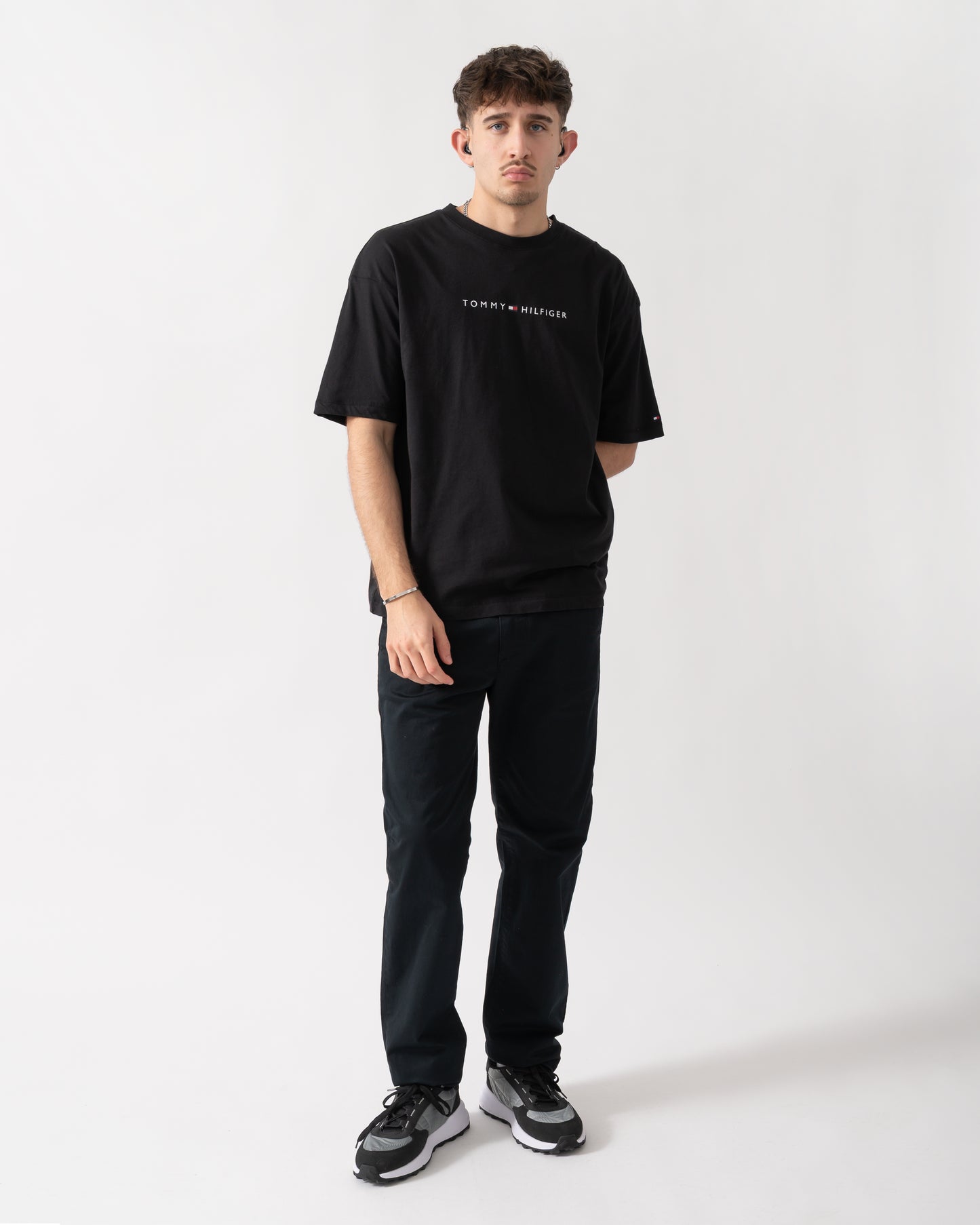 Tommy Hilfiger Logo Mens Lounge Tee - Black | CHO | Designer Mens Loungewear Tops