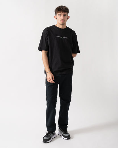 Tommy Hilfiger Logo Mens Lounge Tee - Black | CHO | Designer Mens Loungewear Tops