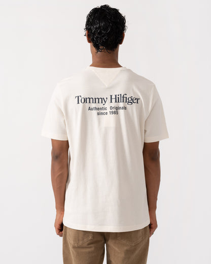 Back of the Tommy Hilfiger Mens Back Text Seasonal Graphic T-Shirt - Ivory Petal