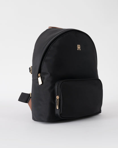 side view of Tommy Hilfiger Popette Dome Womens Backpack in Black