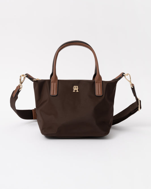Front of the Tommy Hilfiger's Popette Womens Mini Tote Bag in Fondant Brown