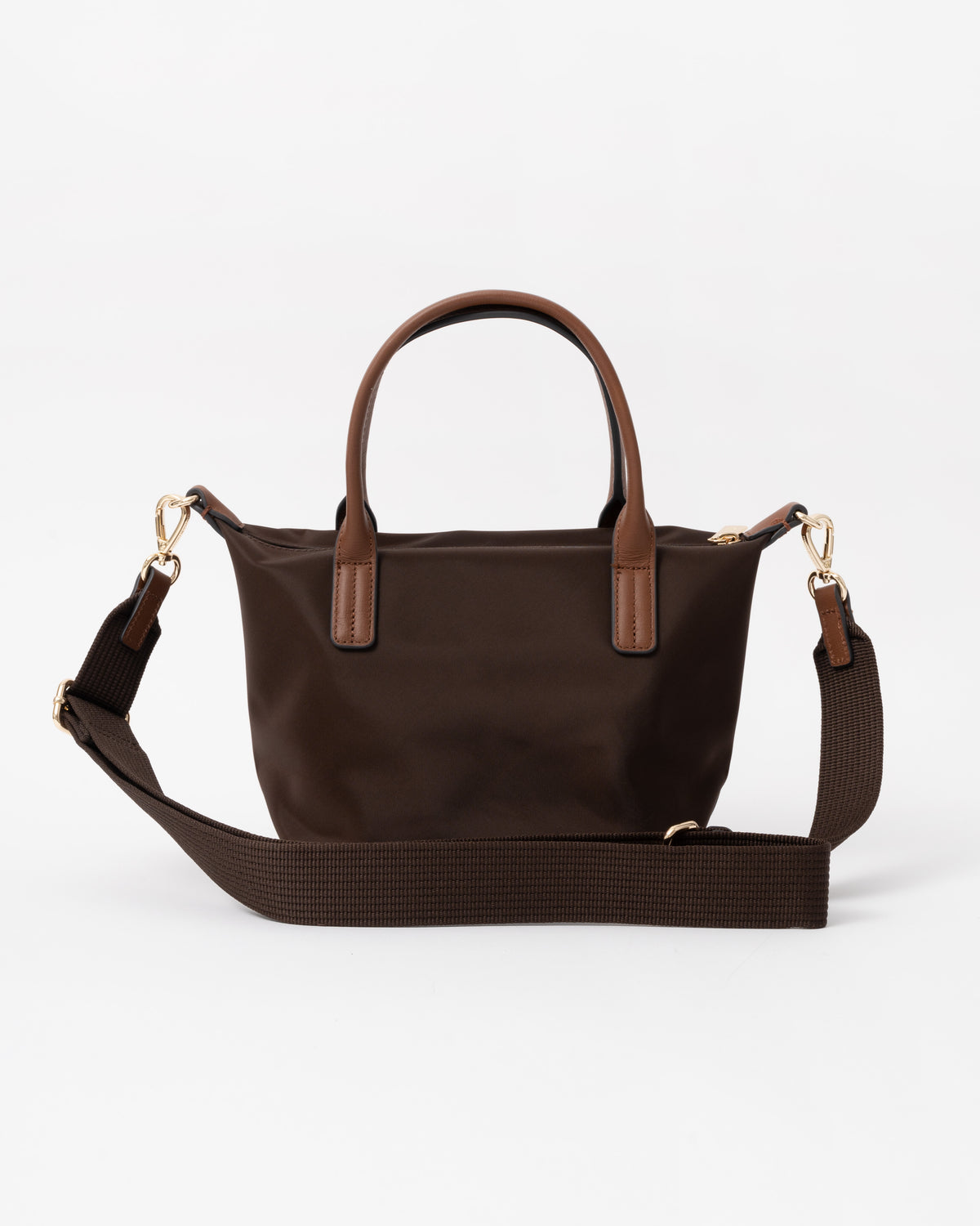 Back of the Tommy Hilfiger's Popette Womens Mini Tote Bag in Fondant Brown
