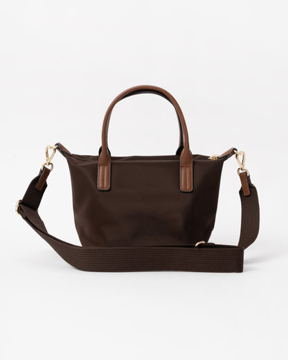 Back of the Tommy Hilfiger's Popette Womens Mini Tote Bag in Fondant Brown