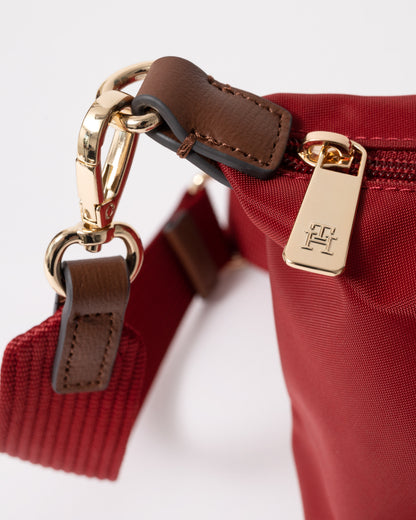 Zipper detail of Tommy Hilfiger Popette Womens Mini Tote Bag - Red