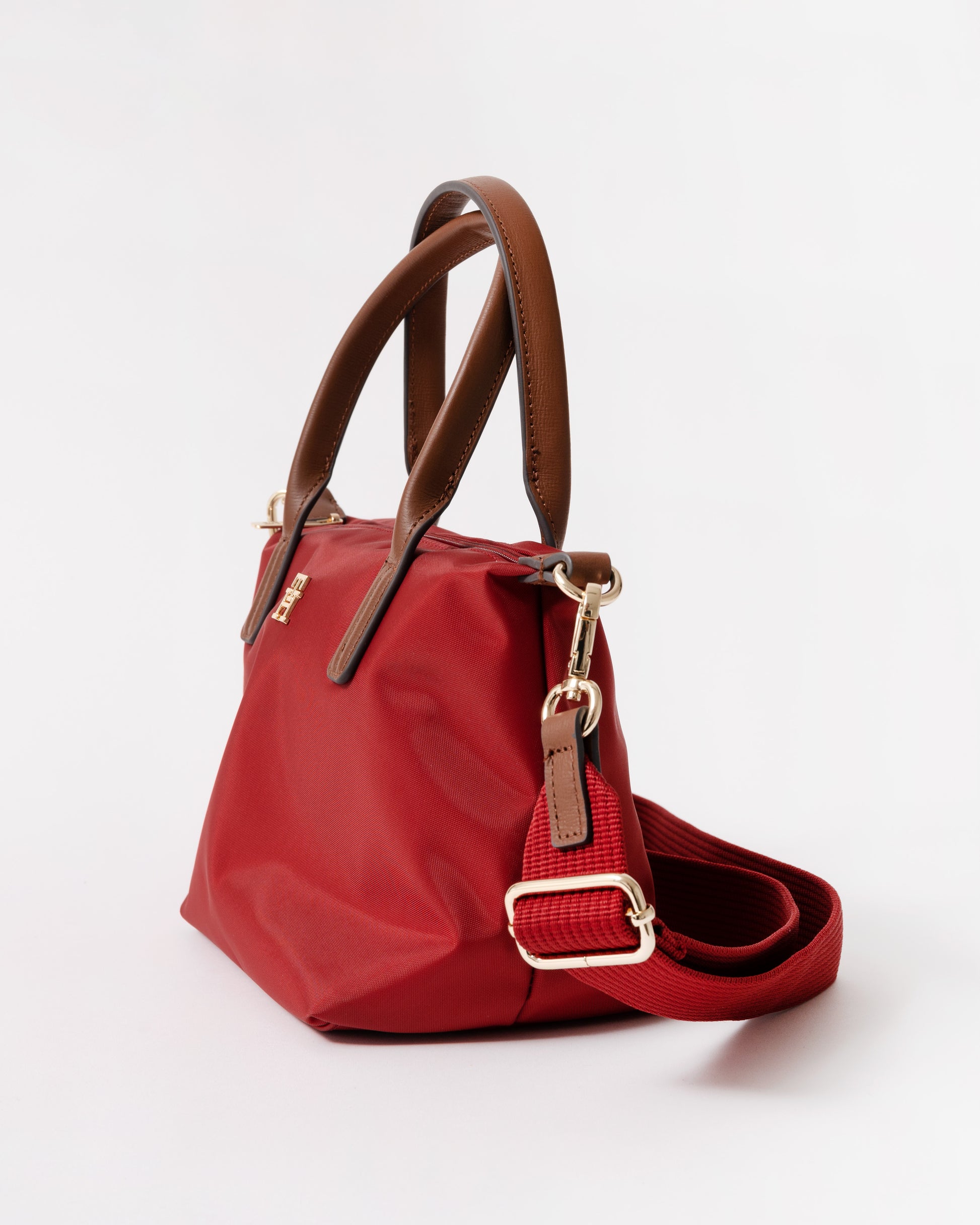 Side view of Tommy Hilfiger Popette Womens Mini Tote Bag - Red