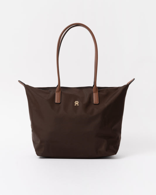 Front of the Tommy Hilfiger's Popette Womens Tote Bag in Fondant Brown
