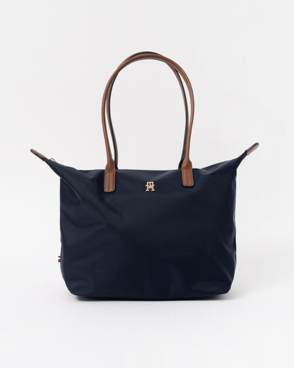 Front of the Tommy Hilfiger's Popette Womens Tote Bag in Space Blue